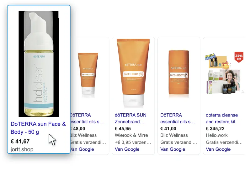 Producten uit jortt.shop bovenaan in de resultaten van Google Shopping